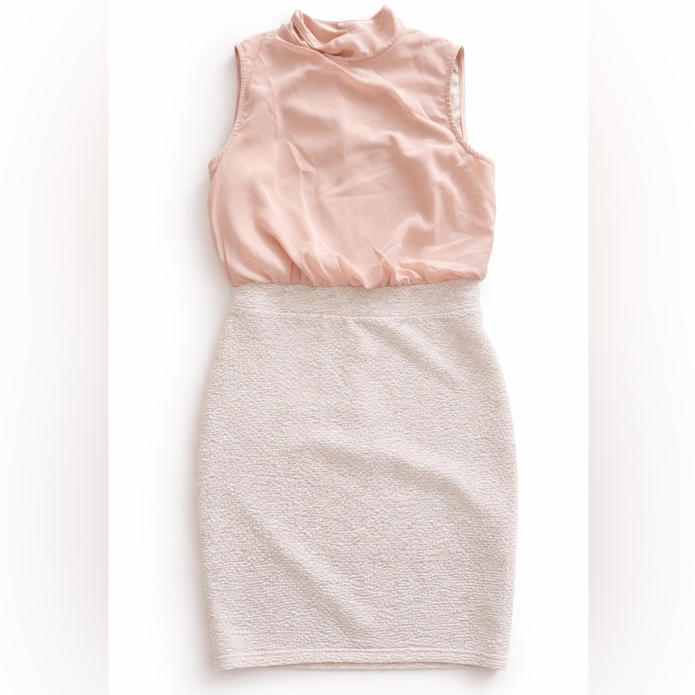 Pink and Cream Sleeveless Dress